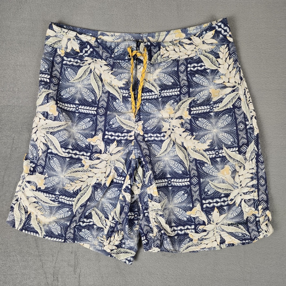 Patagonia Wavefarer Boardshorts Mens 34 Blue Floral Drawstring 86550